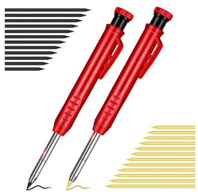 China Retractable Solid Carpenter Pencil Set for Construction with 7 Refill Leads Built in Sharpener Deep Hole Long Nose Mechanical Pencil for sale