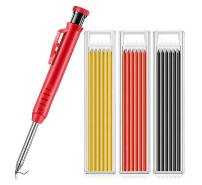 China Retractable Wooden Floor Marker Marking 1 Construction Carpenter and 18 Refill Leads in 3 Color Deep Hole Mechanical Pencil for sale