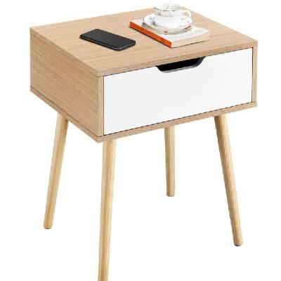 China Modern Portable Wooden Bedside Table Nightstand Side With Storage Drawer Home Furniture for sale