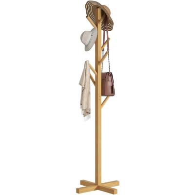 China Solid Wood Hanging Rack Floor Tree Coat Rack (Other) Custom Adjustable Fashion Standing Shape Bedroom Elegant Fabric for sale