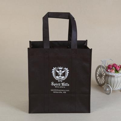 China Wholesale Customized Eco-Friendly Reusable Custom Printed Logo 6 Bottle Non Woven Reusable Wine Tote Bag Gift Bag for sale