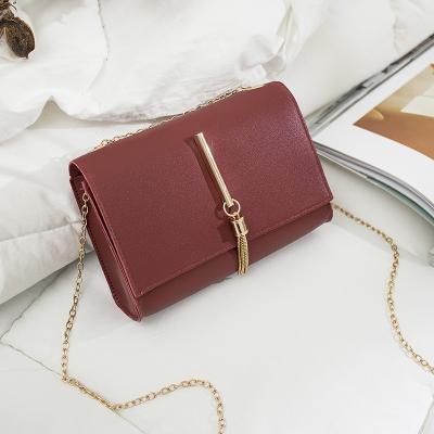 China Newest High Quality Mini Tassel Square Chain Bag Mini PU Shoulder Bag Women Leather Bag for sale