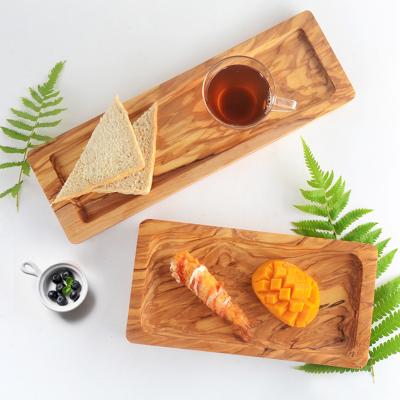 China Disposable Olive Wooden Artifact Kitchen Bread Display Sushi Pizza Steak Solid Wood Home Tray for sale