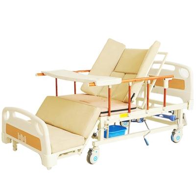 China Manual Adjustable Hospital Bed 5 Function Elderly Home Nursing Hospital Medical Wheelchair With Bed With Toilet for sale