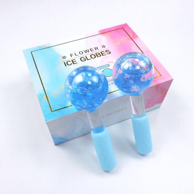 China Blood Vessel Removal SSBT BQHY50 Beauty Care Massage Roller Ice Ball Flower Gel Glass Ice Globes for sale