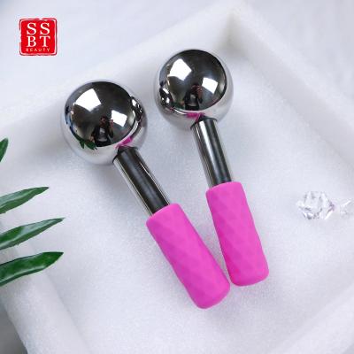 China Cryo Cooling Blood Vessel Removal SSBT Gold Skin Facial Massager Sticks Stainless Steel Ice Globes for sale