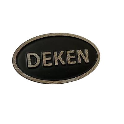 China Custom Europe Diamond Cut Logo Raised Anodized Aluminum Nameplate Metal Label Plate Pin Badge for sale