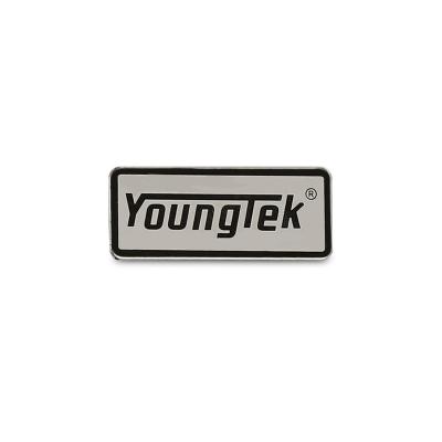 China Custom Embossed Europe Logo Metal Name Plate Stainless Steel Logo Sticker for sale