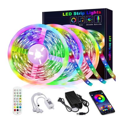 China Hotel Manufacturing High Quality Amazon Alexa Google Home Smart App Wifi Bt Remote Control Flexible 5m 10m 12v 5050 Rgb Led Strip for sale