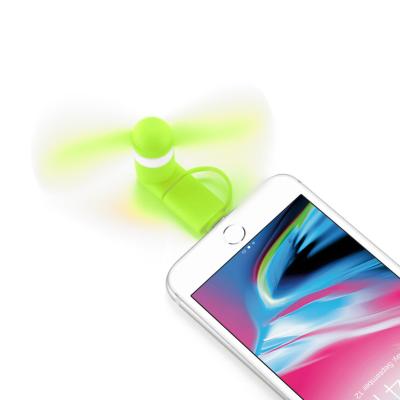 China Hot-selling 2 in 1 Usb Lighting Portable Smart Mobile Phone Fan for Lightning and Micro USB for sale