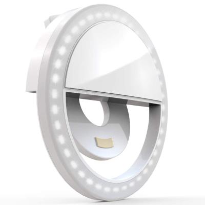 China 2022 Newest Shine 3 Level Makeup Mini Rechargeable Cell Phone Led Selfie Ring Light for sale