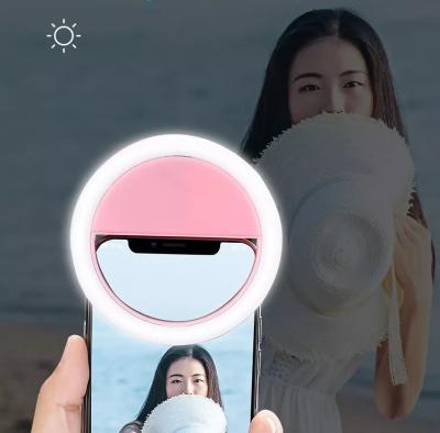 China Mini Portable Rechargeable Mobile Phone Led Ring Live Beauty Filling Lamp Selfie Security Radio Fill Light For Smartphone for sale