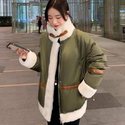 China CX-G-T-54A new arrival real sheep fur windproof around winter down jackets parka women white down coat for sale