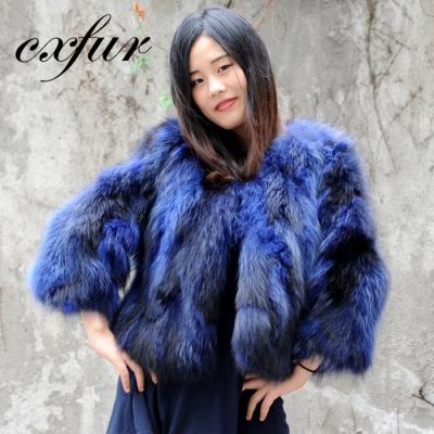 China CX-G-A-239 Breathable Fashion 50cm Blue Raccoon Warm Fur Coat for sale