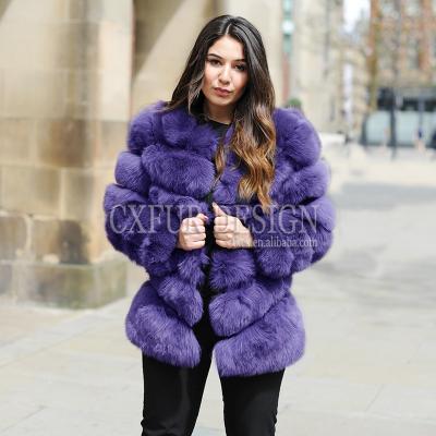 China CX-G-A-97H Breathable Furry Women Fashion Real Fox Fur Jackets Clothes Real Fox Fur Coat for sale