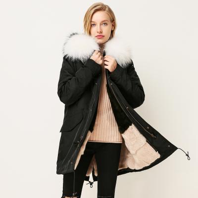 China CX-G-P-07E Long Style Breathable Luxury Parka Winter Coat Fox Genuine Fur Coat for sale