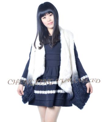 China High quality winter real rabbit fur vest plus size CX-G-B-255 hand knitted women knit fur vest for sale