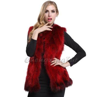 China CX-G-B-26D Women New Design Breathable Patchwork Real Raccoon Fur Vest for sale