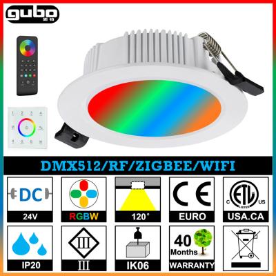 China Industrial GUBO RGBW LED Recessed Downlight 4C*6W 4C*12W 4C*18W DMX512 ZIGBEE 3years warranty for sale