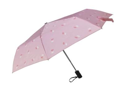 China Pink Compact Travel Umbrella , Travel Sun Umbrella Rubber Caoted Handle for sale