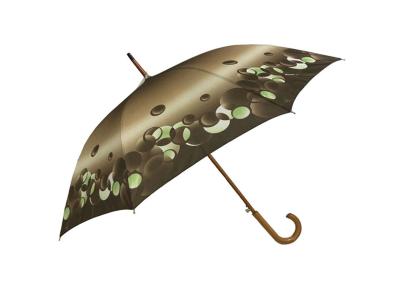 China 8 Panels  Polyester  Wooden Stick Umbrella Uv Protective Pongee Floral Design for sale