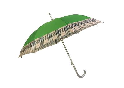 China Green J Handle Umbrella , Self Opening Umbrella Aluminum Shaft Auto Open for sale