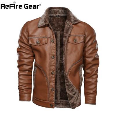 China Men Waterproof Thick Army Faux Leather Jackets Winter Gear ReFire Bomber Military Pilot PU Leather Jackets Motorcycle Tactical Warm Coats for sale