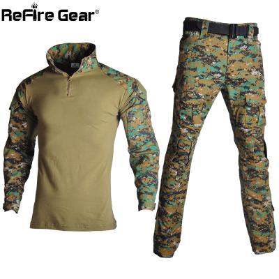 China ReFire Gear Breathable Camouflage USA RU Army Tactical Uniform Men Combat Military Clothes Set Shirt + Paintball Airsoft Cargo Pants No Protection for sale