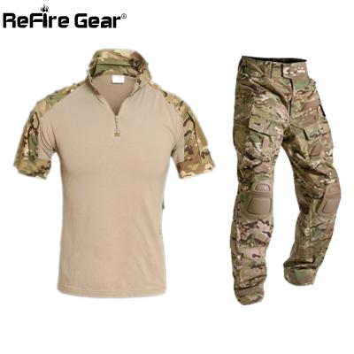 China Multicam Breathable Shorts Summer Camouflage Pants Paintball Airsoft Clothing Set Men Army Combat Shirt Tactical Military Uniform+Cargo for sale