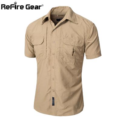 China Summer QUICK DRY Men Short Sleeve Shirts Brand Military Lightweight Tactical Casual Clothing Cargo Army Shirt Breathable Quick Dry Shirt for sale