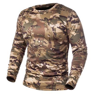 China Spring QUICK DRY Long Sleeve Camouflage T-shirt Men Tactical Soldiers Combat Military T-shirt O Neck Camouflage Army Quick Dry Shirt for sale