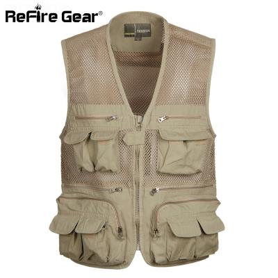 China Men's Tactical Multi Breathable Casual Cotton Vest Pockets Summer Quick Dry Mesh Vest Male Sleeveless Vest Mesh Vest Male Vest for sale