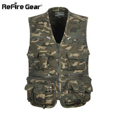 China QUICK DRY Male Multi Tactical Casual Cotton Travel Vest Camouflage Pocket Vest Men Sleeveless Vest Camouflage Vests For Men for sale