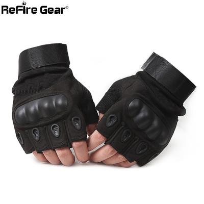 China Spandex Gear Army Acrylic Tactical Gloves Men PU Leather HIT Half Soldier Paintball Shell Protect Militar Gloves Finger Combat Military Fingerless Gloves for sale