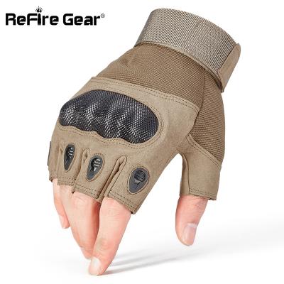 China Spandex+Polyester ReFire Gear Gloves Men's Carbon Shell Shoot Paintball Airsoft Mittens Half Finger Gloves Army Military Tactical Motorcycle Combat for sale