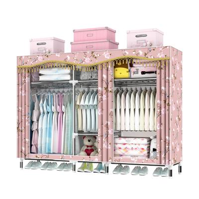 China Eco-friendly nonwovens gather fabric wardrobe closet and portable wardrobe storage cabinet for bedroom C202 for sale