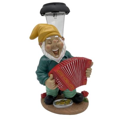 China Hot Selling Europe Figurine Resin Light Music Fairy Solar Type Sculpt Funny Garden Gnomes Dwarf Theme FAIRY LED Projector Lanterns for sale