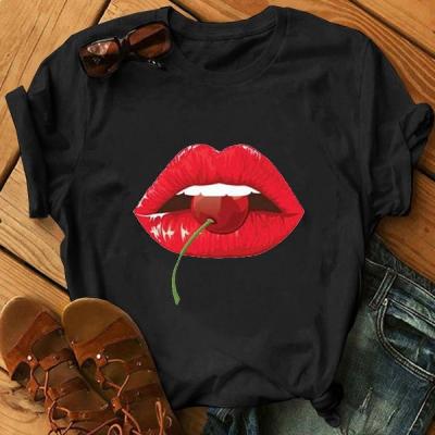 China New Design Hot QUICK DRY Round Neck Graphic Printing Pattern Short Sleeve T-shirt Top Women for sale