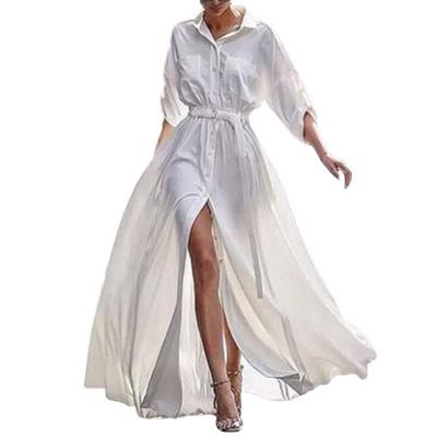 China Anti-Wrinkle Style Wholesale Hot Women's Fashion Dress Chiffon Shirt Dress Long for sale