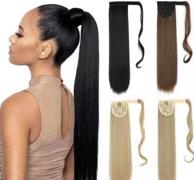 China Hot Selling 100% Curly Curl Hair Products Hair Slicked 24Inch Back Braided Ponytail Real Human Hair for sale