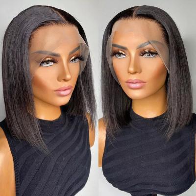 China Wholesale Cheap Sheer Lace Front Bob Remy Human Hair Brazilian 13x4 Body Wave Wig With Baby Hair for sale