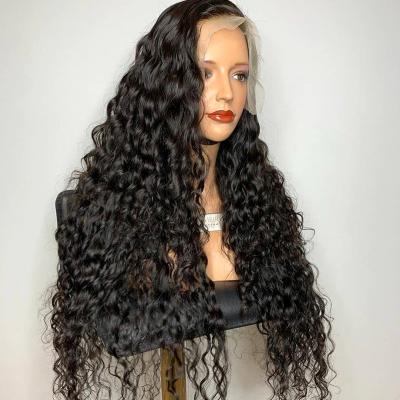 China Water Wave 150 200 Density 13X4 HD Lace Frontal Wigs Brazilian Water Wave Virgin Hair HD Lace Front Wigs For Black Women for sale