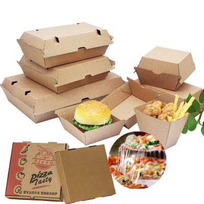 China Recycled Materials Cheap Wholesale Custom Printed Personalized All Size 9 10 11 12 14 18 Inch Corrugated Kraft Paper Fries Burger Pizza Box Hot Salt for sale