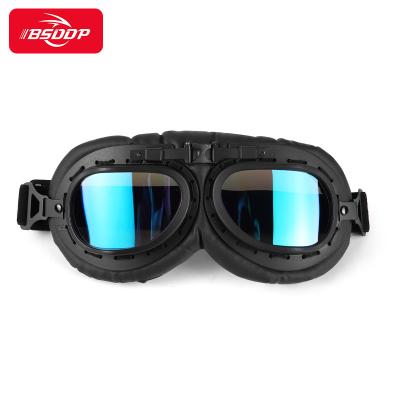 China BSDDP Motorcycle Helmet Vintage Glass PU Leather Motorcycle Motorcycle Riding UV Goggles For Chopper Pilot for sale