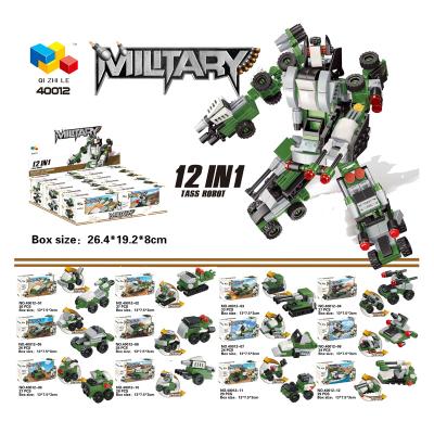 China Building Toy Army Block 12 In 1 Robot Plastic Building Blocks Play Series Intelligent Robot Toys For Children for sale