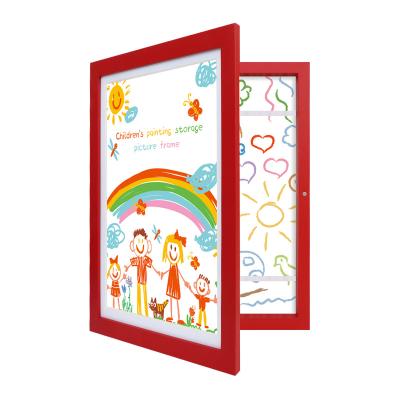 China Red Wooden Children's Artwork Picture Frame Decorative Picture Frame in Picture Multi-size Horizontal and Vertical Wooden Framesfor Kids Children's Picture Frame for sale