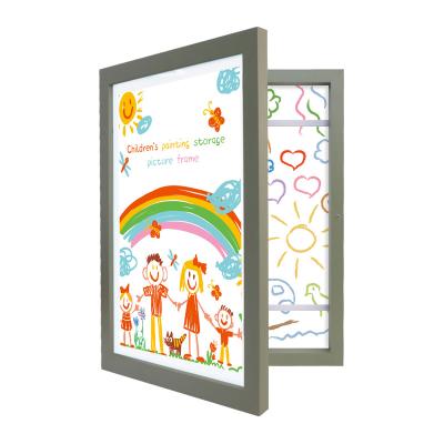 China Decorative Photo Frame Kids Artwork Green Wood Picture Frame in Multi-size Kids Picture Frames with Shatter Resistant Glass Kids Artwork Frame for sale