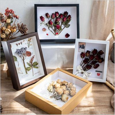 China Environmental Friendly Multi-size Customized 3D Shade High Quality Wooden Box Frame DIY Dried Flowers Picture Frame For Home Decor for sale