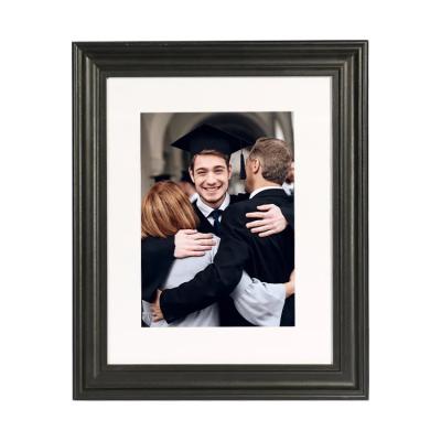 China Wood 5 x 7 picture frame real black wood shows 4 x 6 photo view with mat or moves 5 by 7 inch picture frame without mat for sale