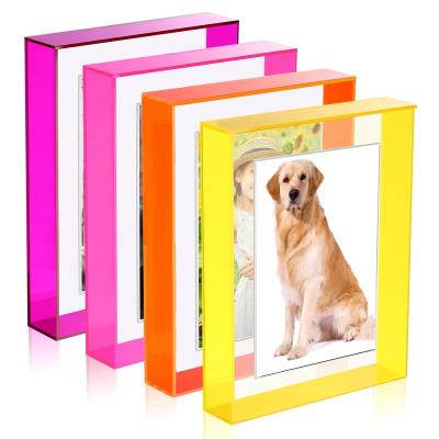 China Bedroom Multi-size Acrylic Frames For Wall Mounted Or Table Standing Decorative Magnetic Picture Frames Neon Translucent Hanging Frame for sale